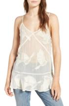 Women's Hinge Embroidered Sheer Mesh Cami, Size - Ivory