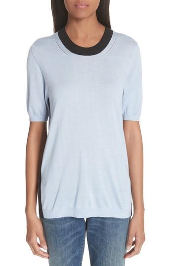 Women's Burberry Malad 42 Silk & Cashmere Tee - Blue