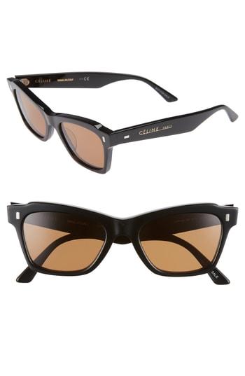 Women's Celine 52mm Rectangle Cat Eye Sunglasses - Classic Havana