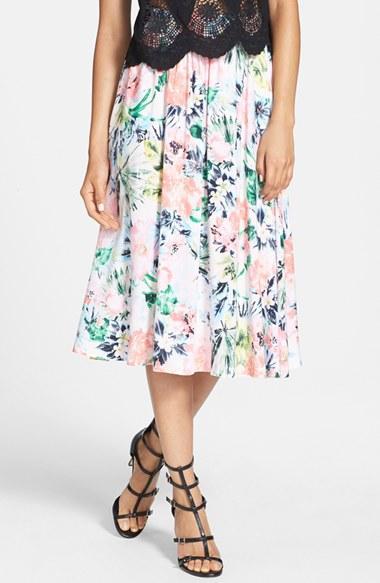 Tildon Floral Midi Skirt Pink Soft