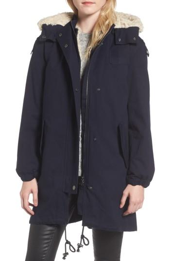 Women's Ag Dani Faux Shearling Trim Parka - Blue