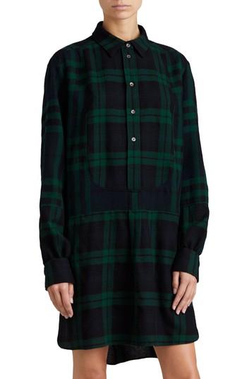 Women's Burberry Kylie Check Wool Shirtdress Us / 40 It - Blue
