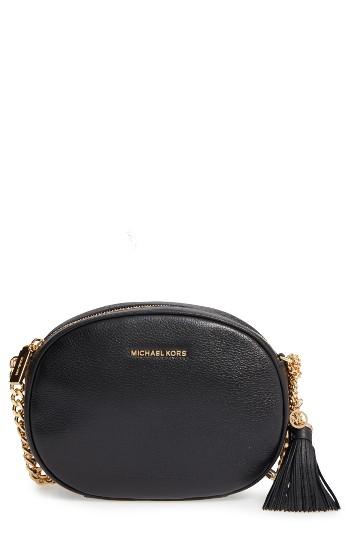Michael Michael Kors Medium Ginny Leather Crossbody Bag - Black