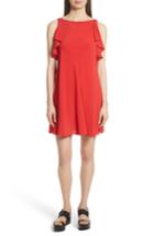 Women's Red Valentino Ruffle Trim A-line Dress Us / 38 It - Red