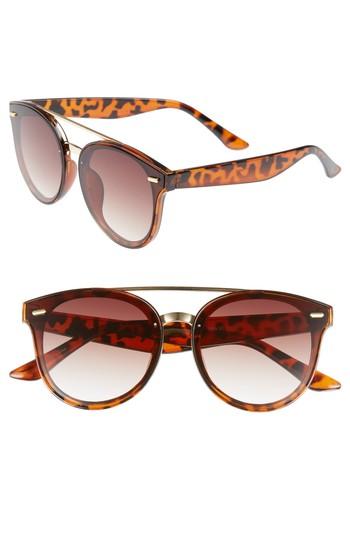 Women's Bp. 53mm Brow Bar Gradient Lens Round Sunglasses - Black/ Blue