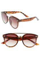 Women's Bp. 53mm Brow Bar Gradient Lens Round Sunglasses - Black/ Blue