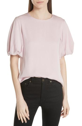 Women's Milly Melinda Stretch Silk Puff Sleeve Top - Pink
