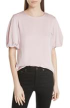 Women's Milly Melinda Stretch Silk Puff Sleeve Top - Pink