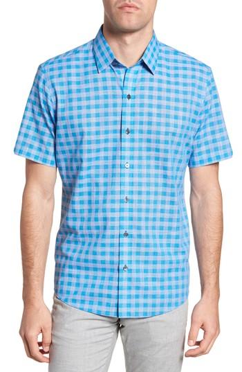 Men's Zachary Prell Ruder Regular Fit Check Sport Shirt - Blue