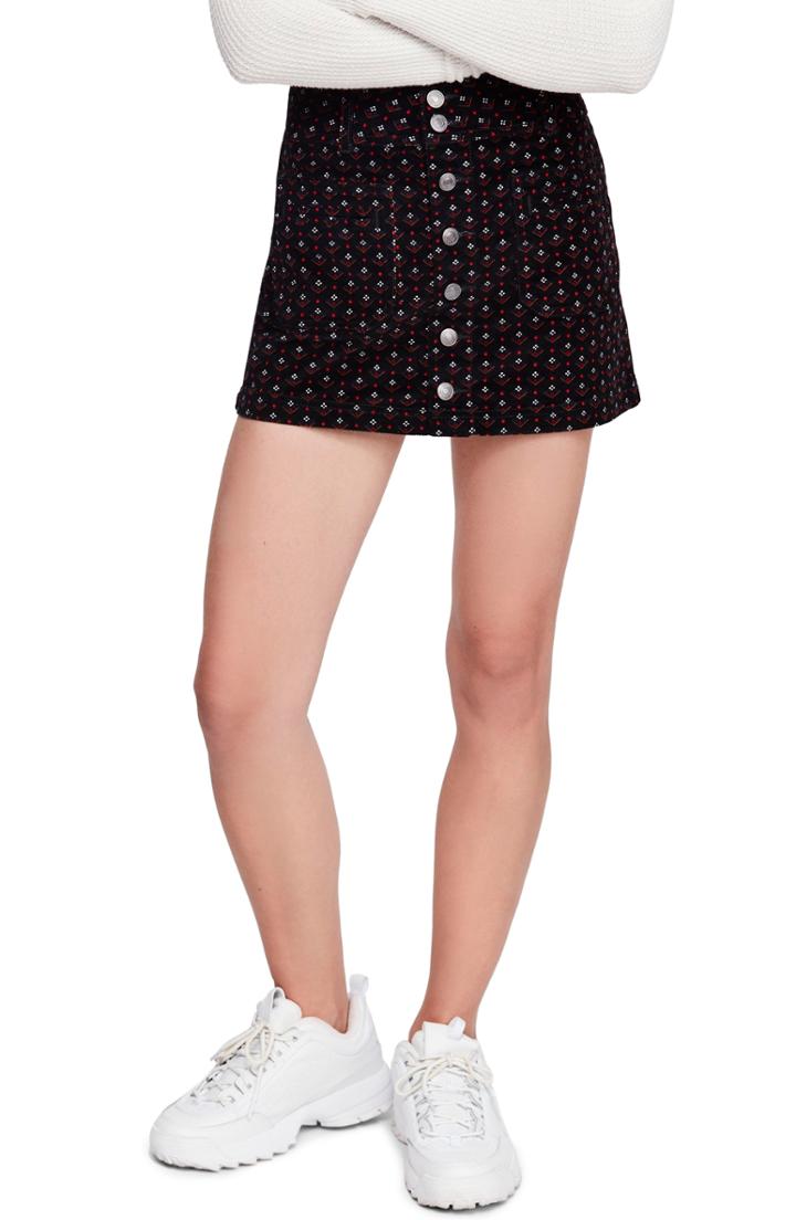 Women's Free People Joanie Print Corduroy Skirt