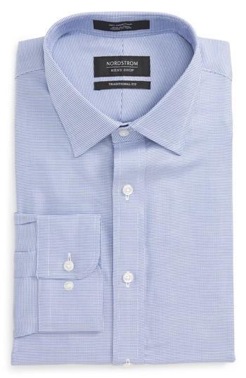 Men's Nordstrom Men's Shop Traditional Fit Solid Dress Shirt 32/33 - Blue