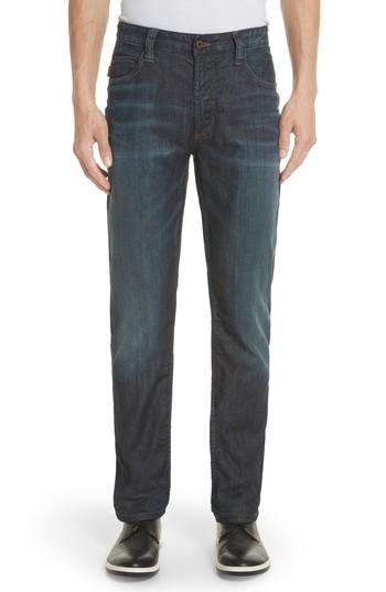 Men's Emporio Armani Straight Leg Dark Wash Jeans - Blue