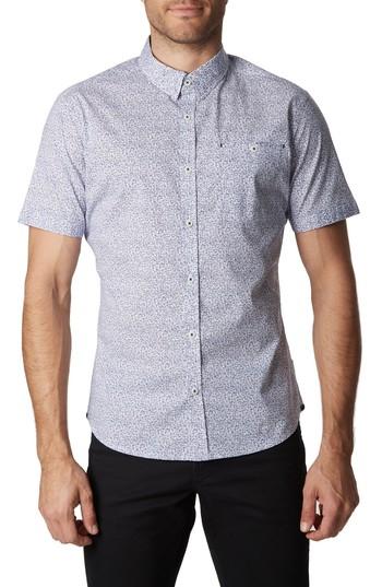 Men's 7 Diamonds Neon Rain Slim Fit Short Sleeve Sport Shirt - Blue