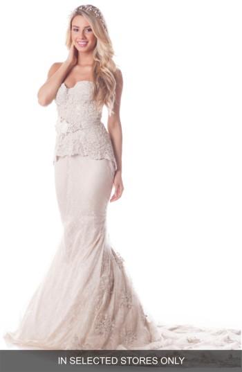 Women's Olia Zavozina Leah Strapless Embroidered Lace Silk Gown, Size In Store Only - Ivory