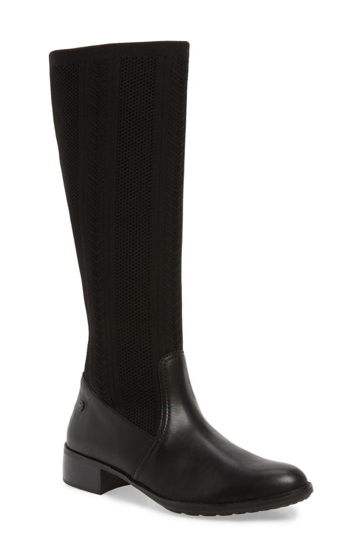 Women's Aetrex Belle Sock-knit Shaft Boot -6.5us / 36eu - Black