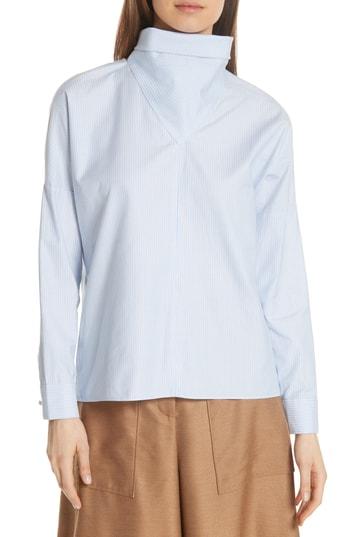 Women's Tibi Tuxedo Shirting Bandana Top - Blue