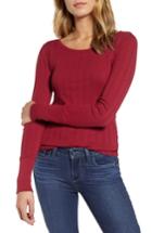 Women's Hinge Pointelle Knit Button Cuff Top, Size - Red