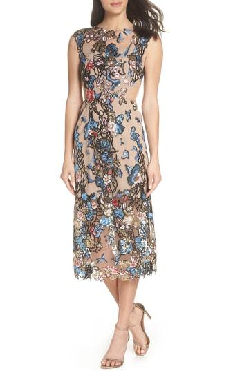 Women's Bronx And Banco Bird Of Paradise Sequin Embroidered Midi Dress Us / 6 Au - Beige