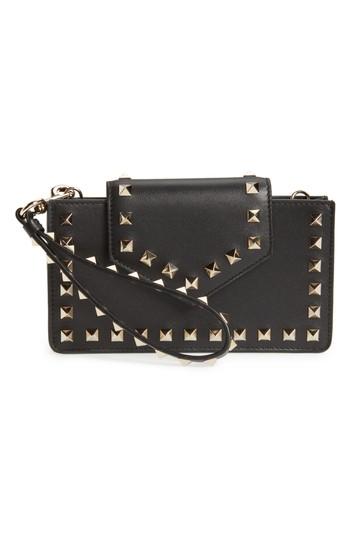 Valentino Garavani Rockstud Leather Smartphone Wallet - Black