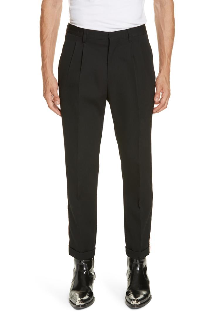 Men's Calvin Klein 205w39nyc Side Stripe Wool Pants Eu - Black