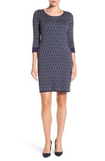 Women's Foxcroft Geo Print Sweater Dress - Blue