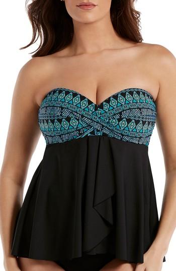 Women's Miraclesuit Gypsy Cadiz Bandeau Tankini Top - Blue/green