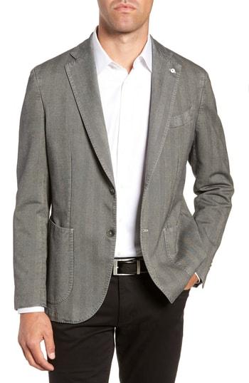 Men's L.b.m 1911 Classic Fit Herringbone Cotton Sport Coat Us / 48 Eu R - Grey