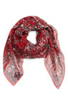 Women's Alexander Mcqueen Stud Print Silk Scarf, Size - Red
