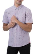 Men's 7 Diamonds Young Galaxy Embroidered Stripe Woven Shirt - Blue