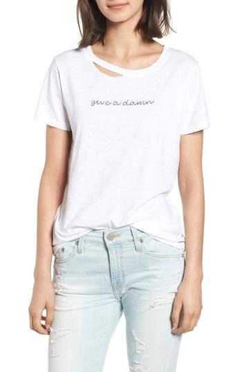 Women's N:philanthropy Harlow Give A Damn Distressed Tee - White