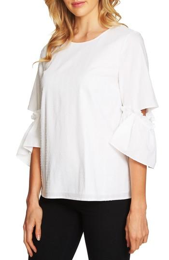Women's Cece Textured Ruffle Sleeve Top - White