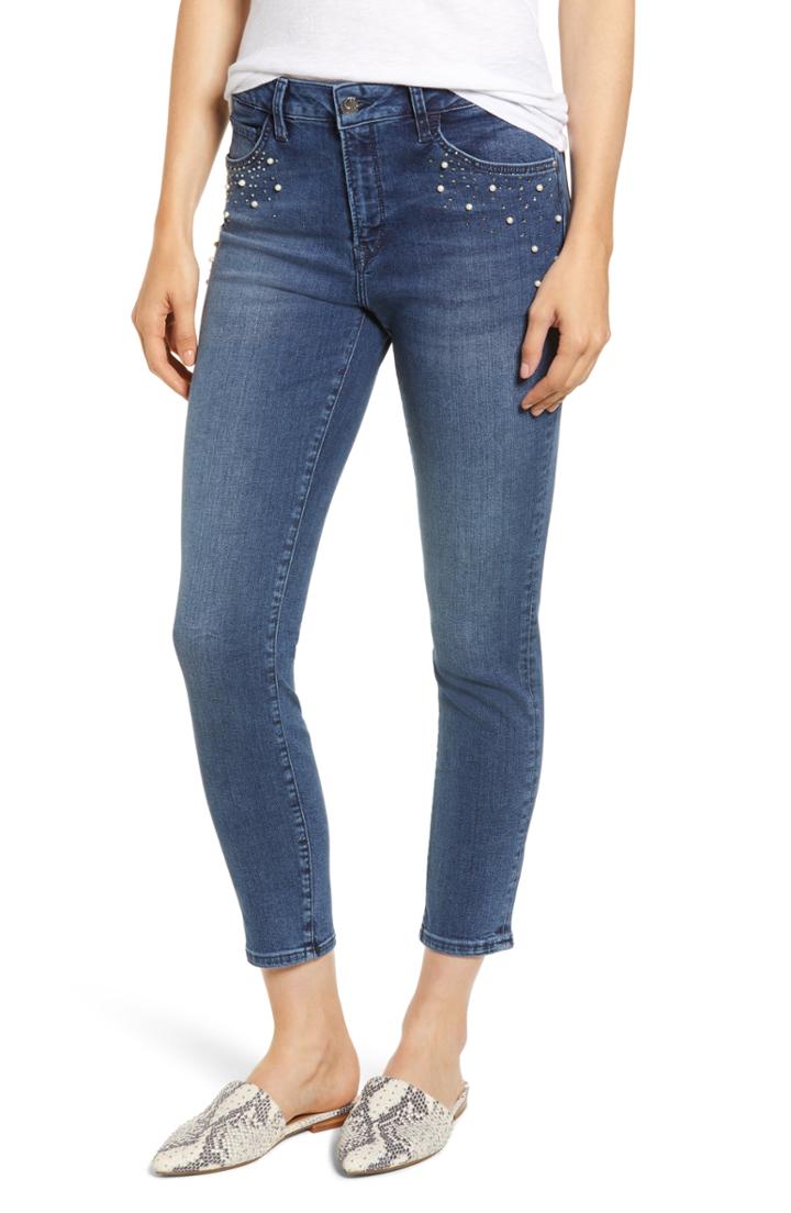 Women's Mavi Jeans Tess Faux Pearl & Crystal Embellished Skinny Jeans