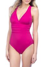 Women's La Blanca Cross Back One-piece Swimsuit - Purple
