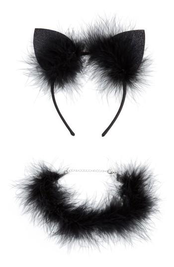 Women's Topshop Fluffy Cat Choker & Headband Set