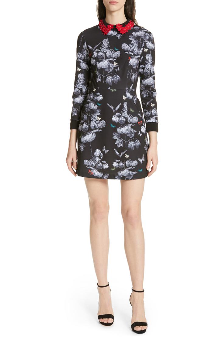 Women's Ted Baker London Amaliia Narrnia Floral Collar Dress - Black