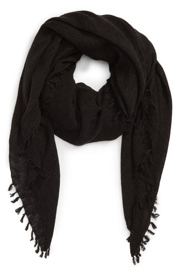 Women's Treasure & Bond Solid Fringed Scarf, Size - Black