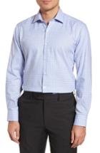 Men's Tailorbyrd Nas Trim Fit Plaid Dress Shirt - 32/33 - Blue
