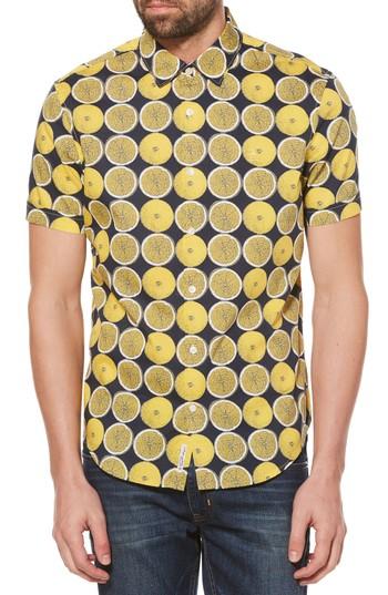 Men's Original Penguin Lemon Print Poplin Shirt - Yellow