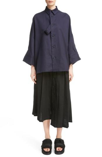 Women's Y's By Yohji Yamamoto Fly Front Oversize Blouse - Blue