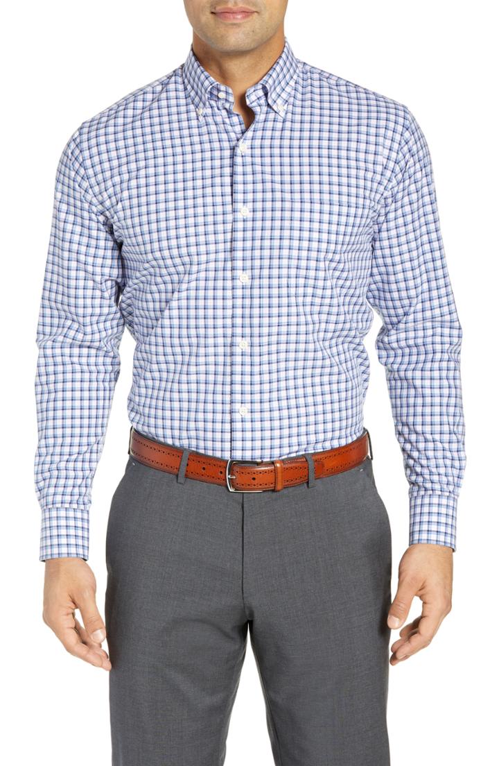 Men's Peter Millar Crown Regular Fit Check Sport Shirt - Blue