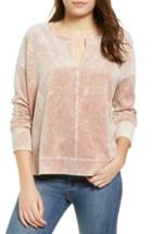 Women's Bp. Split Neck Velour Top, Size - Pink
