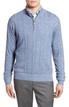 Men's Peter Millar Crown Fleece Cashmere & Linen Quarter Zip Sweater - Blue