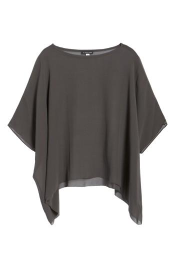 Women's Eileen Fisher Sheer Silk Georgette Top - Brown