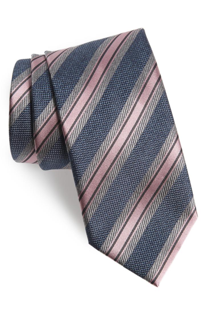 Men's Brioni Stripe Silk Tie, Size - Pink