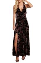 Women's Willow & Clay Velvet Halter Maxi Dress - Black