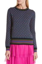 Women's Red Valentino Floral Jacquard Wool Blend Sweater, Size - Black