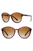 Women's Shwood 'bailey' 53mm Round Sunglasses - Sangria/ Ebony/ Brown