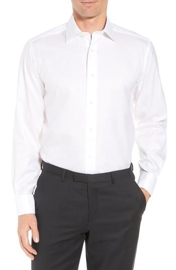 Men's David Donahue Regular Fit Solid French Cuff Tuxedo Shirt - 34/35 - White