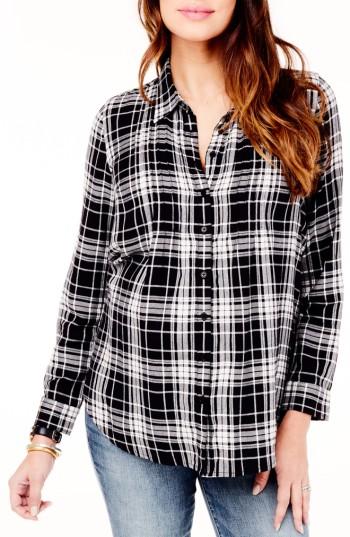 Women's Ingrid & Isabel Pintuck Maternity Shirt - Black
