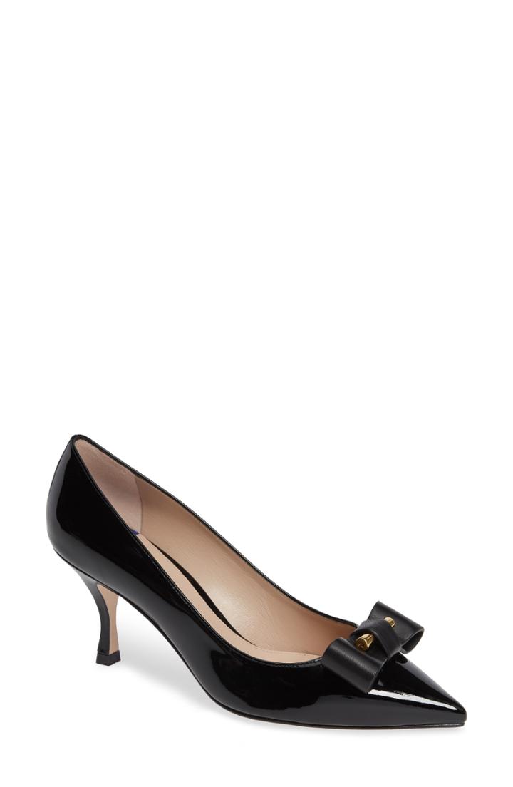 Women's Stuart Weitzman Belle Pointe Bow Pump .5 M - Black
